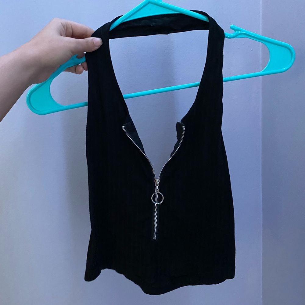 Zip front crop top